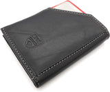 Jockey Club echt Leder Kreditkartenetui mit Scheinfach Etui Ausweisetui Hülle Slim Wallet mit RFID NFC Schutz schwarz-rot