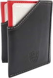 Jockey Club echt Leder Kreditkartenetui mit Scheinfach Etui Ausweisetui Hülle Slim Wallet mit RFID NFC Schutz schwarz-rot