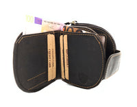 Jockey Club kompakte echt Leder Damen Reißverschluss Geldbörse halbrund, Vollrind - Hunterleder Toro dunkelbraun mit RFID Schutz