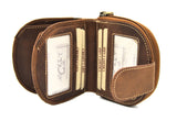 Jockey Club kompakte echt Leder Damen Reißverschluss Geldbörse halbrund, Vollrind - Hunterleder Toro  cognac braun mit RFID Schutz