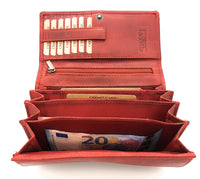 Jockey Club echt Leder Damen Geldbörse lang Hunterleder Jockey Club Toro vintage rot mit RFID Schutz