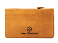 Jockey Club echt Leder Damen Geldbörse lang Shabby Chic Used Optik "Beste Freundinnen" cognac braun