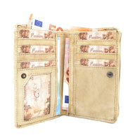 Jockey Club echt Leder Damen Geldbörse lang Shabby Chic Used Optik "Beste Freundinnen" sand
