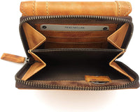 Jockey Club echt Leder Damen Geldbörse Line Up Shabby Chic Used Optik Vintage Style viele Kartenfächer mit RFID Schutz braun