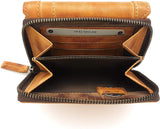 Jockey Club echt Leder Damen Geldbörse Line Up Shabby Chic Used Optik Vintage Style viele Kartenfächer mit RFID Schutz braun