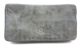 Jockey Club Damen Geldbörse lang Voll-Rind-Leder Shabby Chic Used Optik grau