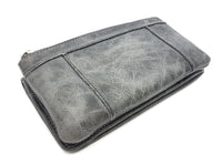 Jockey Club Damen Geldbörse lang Voll-Rind-Leder Shabby Chic Used Optik grau
