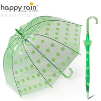 Regenschirm transparent durchsichtig Glockenschirm big dots happy rain grün