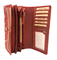 Jockey Club echt Leder Damen Geldbörse lang Portemonnaie geprägtes Vollrindleder mit RFID Schutz