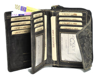 Jockey Club echt Leder Damen Geldbörse Geldbeutel Portemonnaie mit RFID Schutz braun