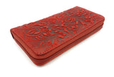 Jockey Club echt Leder Damen Reißverschluss Geldbörse Portemonnaie mit RFID Schutz rot
