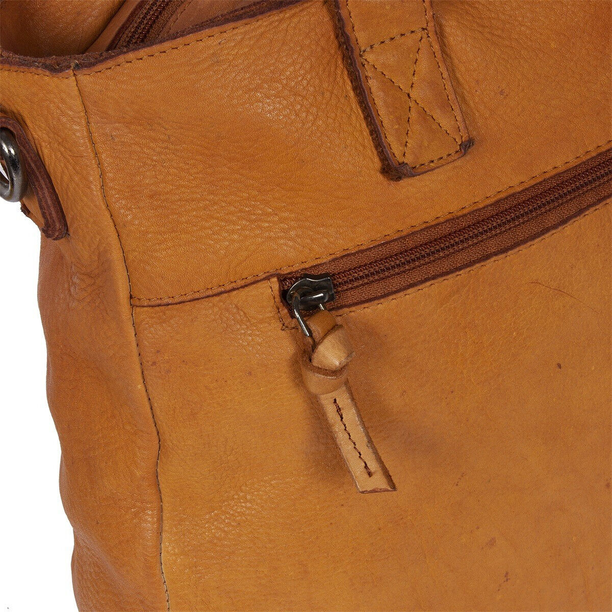 Mustang echt Leder Damen Shopper Handtasche Umhängetasche cognac braun