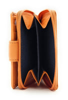 Mustang echt Leder Damen Mini Geldbörse Portemonnaie Urlaubsbörse mit RFID Schutz orange