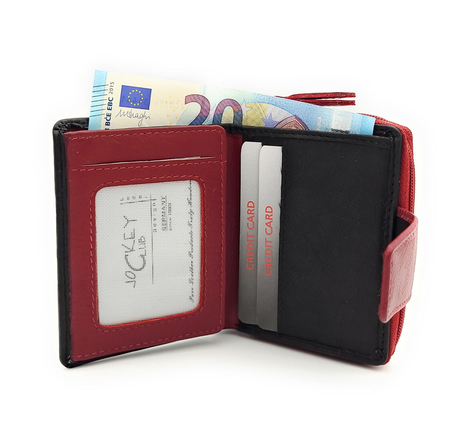 Jockey Club echt Leder Mini Geldbörse Portemonnaie mit RFID Schutz rot