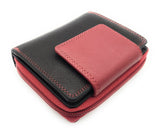 Jockey Club echt Leder Damen Geldbörse Portemonnaie mit RFID Schutz schwarz rot