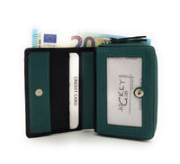 Jockey Club echt Leder Mini Geldbörse Portemonnaie mit RFID Schutz petrol