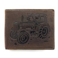 Jockey Club echt Leder Geldbörse Portemonnaie Traktor Trecker Landwirt mit RFID NFC Schutz dunkelbraun