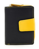 Jockey Club echt Leder Mini Geldbörse Portemonnaie mit RFID Schutz schwarz gelb