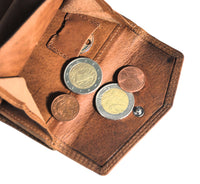 Jockey Club kleine echt Leder Geldbörse Kreditkartenetui Münzbörse Sauvage-Leder mit RFID Schutz braun