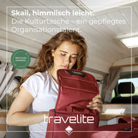 Travelite Skaii Kulturtasche Kulturbeutel zum Hängen aus recyceltem Polyester Farbe Panoramablau