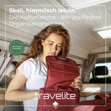 Travelite Skaii Kulturtasche Kulturbeutel zum Hängen aus recyceltem Polyester Farbe Panoramablau