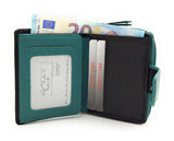 Jockey Club echt Leder Mini Geldbörse Portemonnaie mit RFID Schutz petrol