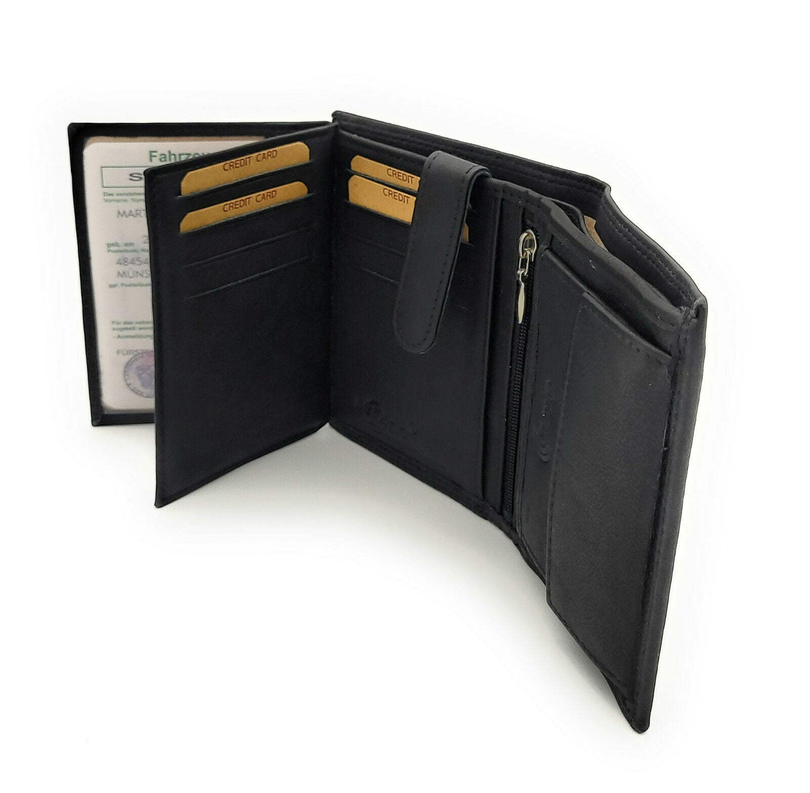 Jockey Club Basic echt Leder Geldbörse Portemonnaie Geldbeutel mit RFID NFC Schutz Rindleder schwarz