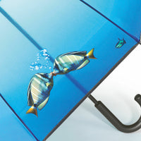 happy rain Regenschirm blau transparent durchsichtig mit Automatik Kissing Fishes