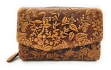 Hill Burry echt Leder Damen Geldbörse Portemonnaie floral RFID NFC Schutz braun