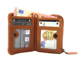 Jockey Club echt Leder Mini Geldbörse Portemonnaie Vintage RFID Schutz cognac
