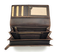 Jockey Club große echt Leder Damen Geldbörse Portemonnaie Toro vintage braun mit RFID Schutz