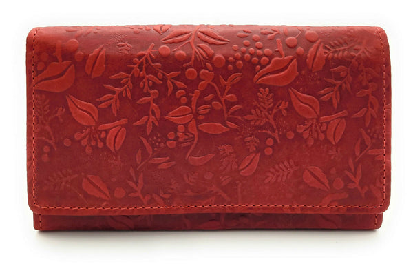 Hill Burry echt Leder Damen Geldbörse Portemonnaie floral RFID NFC Schutz rot