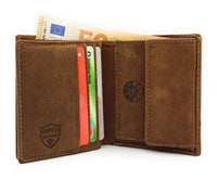 Jockey Club echt Leder Mini Geldbörse Portemonnaie 3D Wolf mit RFID NFC Schutz