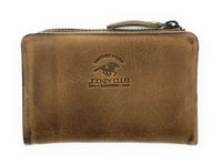 Jockey Club echt Leder Mini Geldbörse Portemonnaie Vintage RFID Schutz oil grey