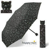 happy rain Regenschirm Taschenschirm Schirm Sprüche Katze Kitten Cat Katzengriff