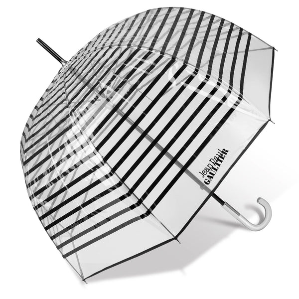 Jean Paul Gaultier Regenschirm Glockenschirm Stockschirm durchsichtig transparent Streifen