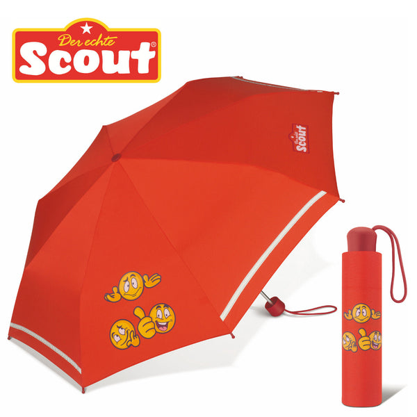 Scout Emoji Kinder Regenschirm Taschenschirm mit Reflektionsstreifen red