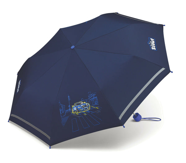 Scout Kinder Regenschirm mit Reflektionsstreifen leicht Police Car Pol