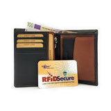 echt Leder Geldbörse Portemonnaie Geldbeutel RFID NFC Schutz schwarz dunkelbraun