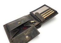 Jockey Club echt Leder Geldbörse Hunterleder Portemonnaie Geldbeutel Hecht Fisch Anglerbörse mit RFID Schutz vintage