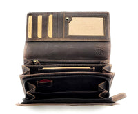 Jockey Club große echt Leder Damen Geldbörse Portemonnaie Toro vintage braun mit RFID Schutz