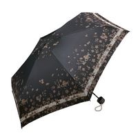 Esprit kleiner, kompakter Regenschirm Taschenschirm Petito poetry flower black