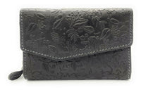 Hill Burry echt Leder Damen Geldbörse Portemonnaie floral RFID NFC Schutz schwarz