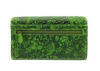 Hill Burry echt Leder Damen Geldbörse Portemonnaie floral mit RFID NFC Schutz grün