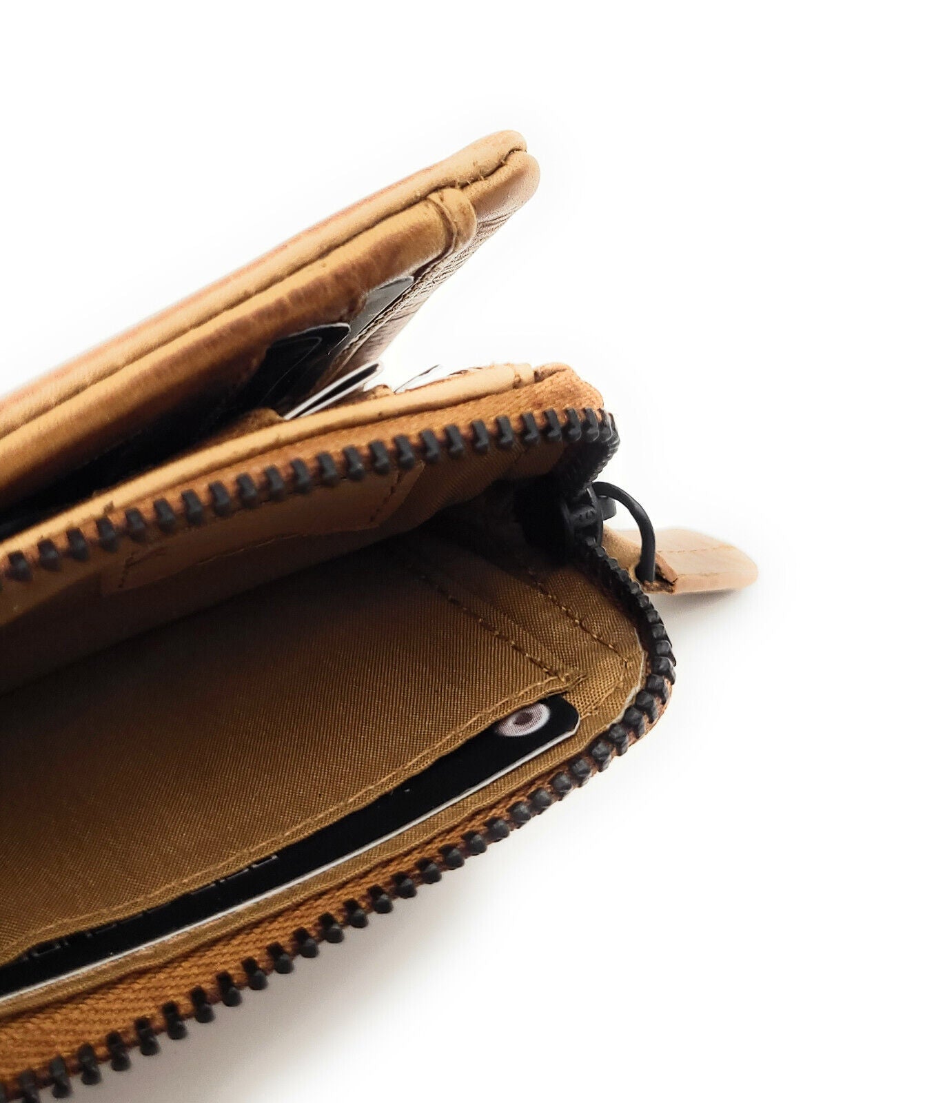Jockey Club echt Leder Mini Geldbörse Portemonnaie Vintage RFID Schutz cognac