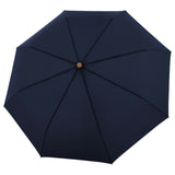 doppler nachhaltiger Regenschirm Nature Taschenschirm sturmsicher bis 100km/h recyceltes Polyester Holzgriff deep blue