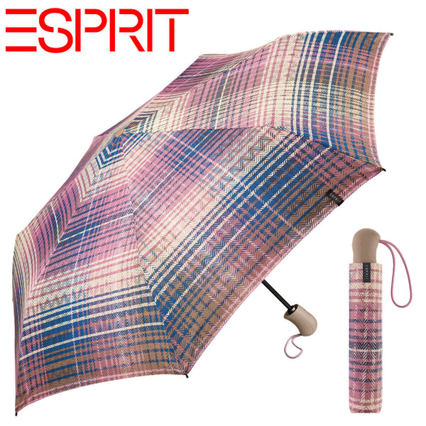 Esprit Regenschirm Taschenschirm Easymatic Auf-Zu Automatik cosy checks dusky orchid