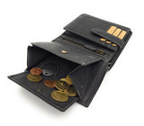 echt Leder Geldbörse Portemonnaie heulender Wolf Mond mit RFID NFC Schutz black