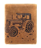 Jockey Club echt Leder Geldbörse Portemonnaie Traktor Trecker Landwirt mit RFID NFC Schutz cognac braun