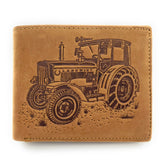 Jockey Club echt Leder Geldbörse Portemonnaie Traktor Trecker Landwirt mit RFID NFC Schutz cognac braun